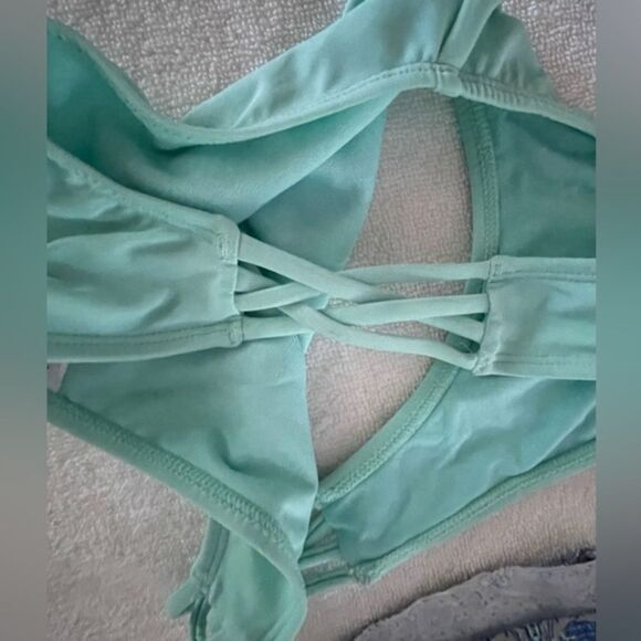 Girls medium turquoise southwest design ruffle flounce macrame Boho bikini - Picture 11 of 14